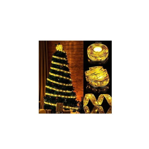 Łańcuch LED świąteczny wstążka 3xAA 10m biała ciepła na choinkę, na stół