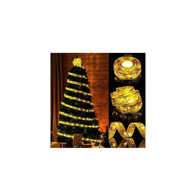 Łańcuch LED świąteczny wstążka 3xAA 10m biała ciepła