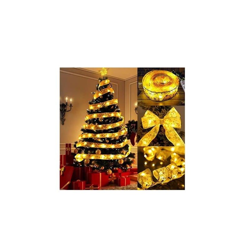 wstążka na choinkę biała ciepła 10 metrów