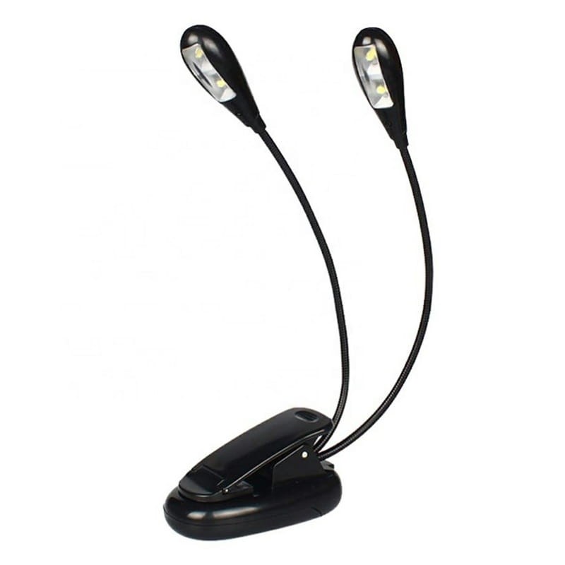 Lampka LED podwójna z klipsem czarna