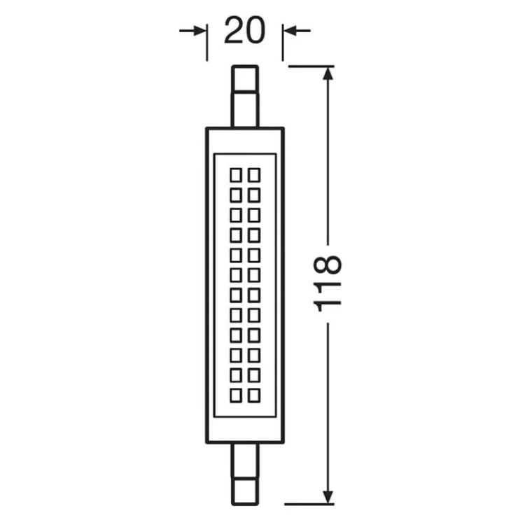 Żarnik, lampa LED R7S 12W 230V 118mm 2700K biała ciepła wymiary