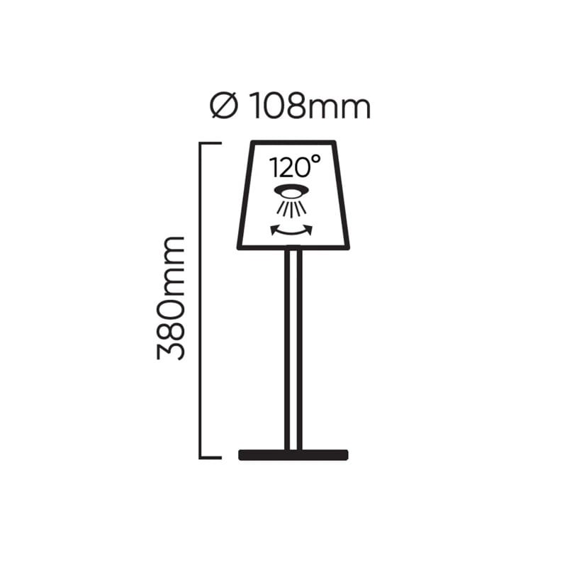 Lampa stołowa 3,5W 400lm CCT IP54 żółta aku 2x2000mAh TAZA wymiary
