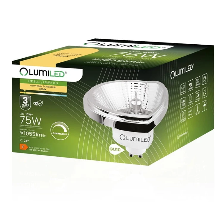 Żarówka LED GU10 ES111 10W biała ciepła 24° ściemnialna opakowanie