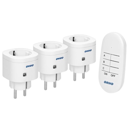 Zestaw bezprzewodowych gniazd mini sterowanych pilotem 3+1 OR-GB-438(GS)