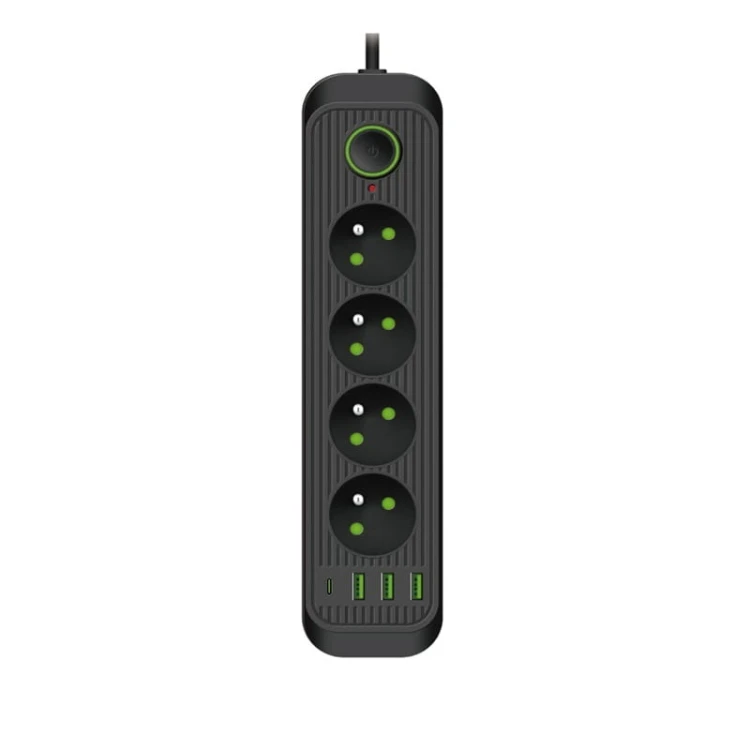 Przedłużacz CONNECTO 4 gniazda 230V kabel 1,5m + 4xUSB czarny