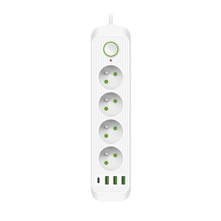 Przedłużacz CONNECTO 4 gniazda 230V kabel 1,5m + 4xUSB biały