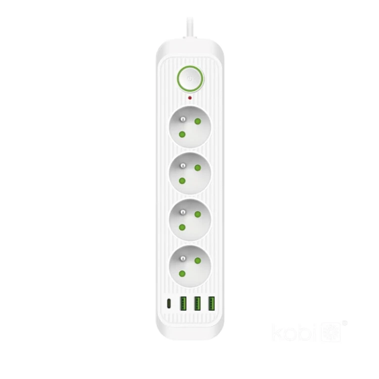 Przedłużacz CONNECTO 4 gniazda 230V kabel 3m + 4xUSB biały