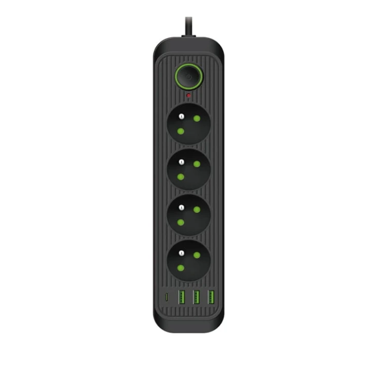 Przedłużacz CONNECTO 4 gniazda 230V kabel 5m + 4xUSB czarny