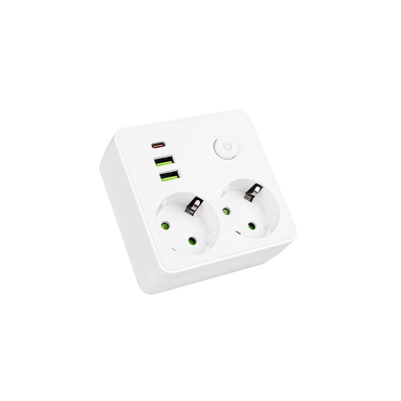 Rozgałęźnik MODI 2 gniazda 230V +3xUSB biały