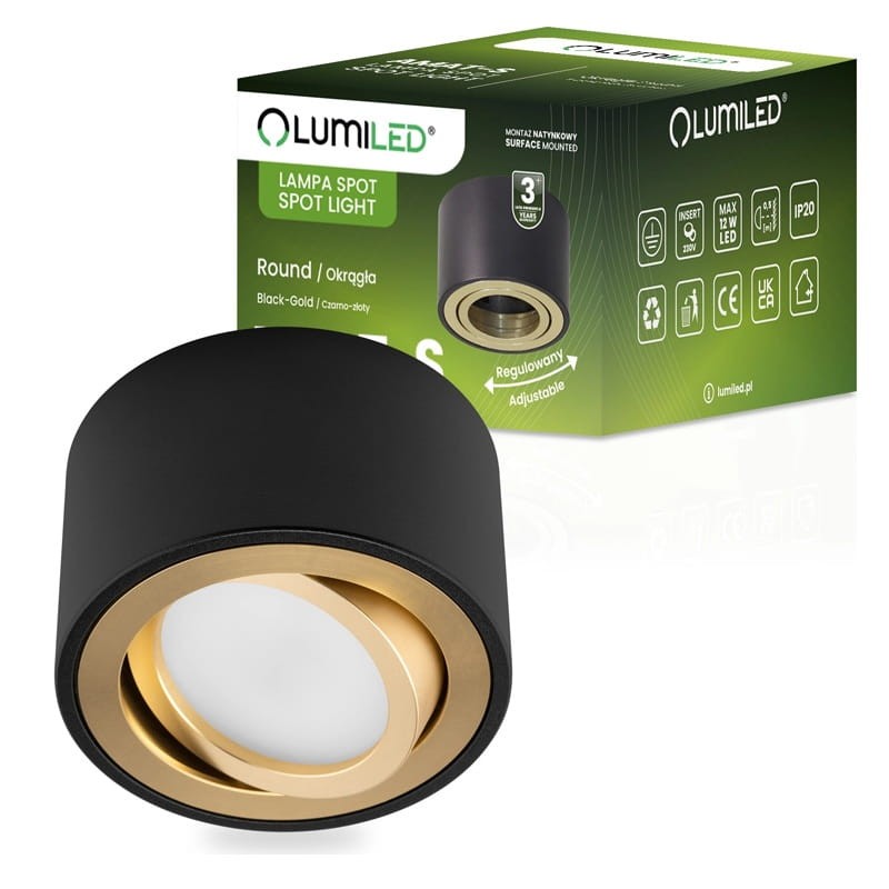Oprawa do nabudowania ruchoma IP20 AMAT-S - czarno-złota