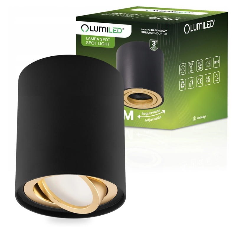 Oprawa do nabudowania ruchoma IP20 84mm AMAT-M - czarno-złota