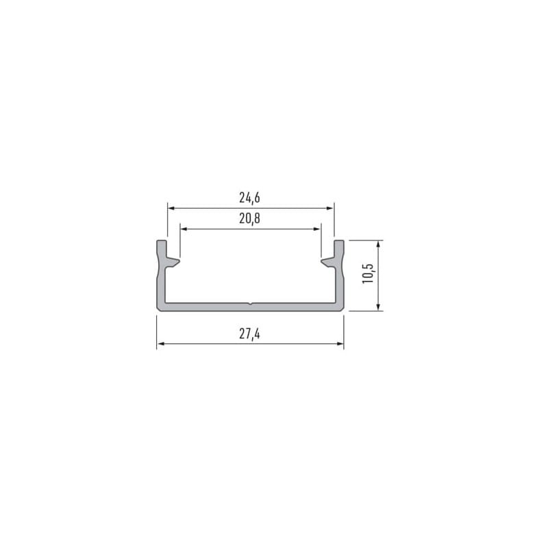 PROFIL nawierzchniowy biały anodowany typ DUAL - 2 metry wymiary