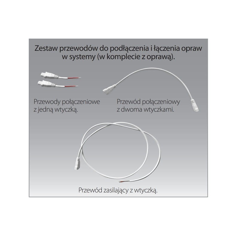 Zestaw przewodów do podłączenia i łączenia opraw w systemy (w komplecie z oprawą).