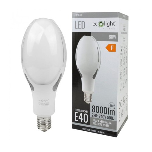 Żarówka LED E27, E27->E40 80W Rocket
