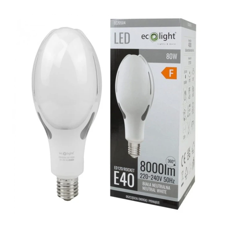 Żarówka LED E27, E27->E40 80W Rocket