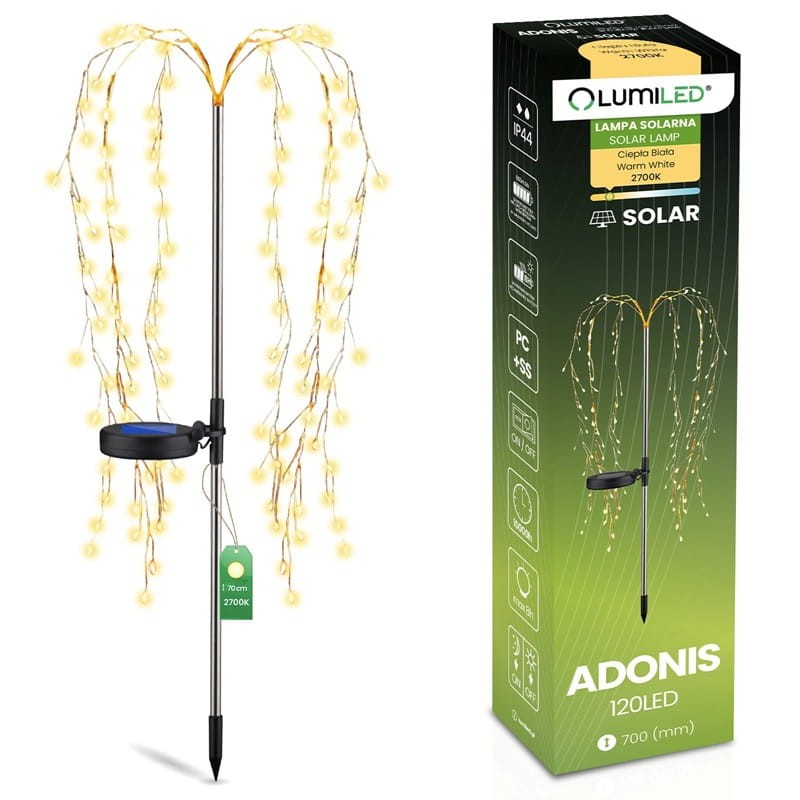 Lampa ogrodowa solarna LED 70cm drzewko ADONIS biała ciepła