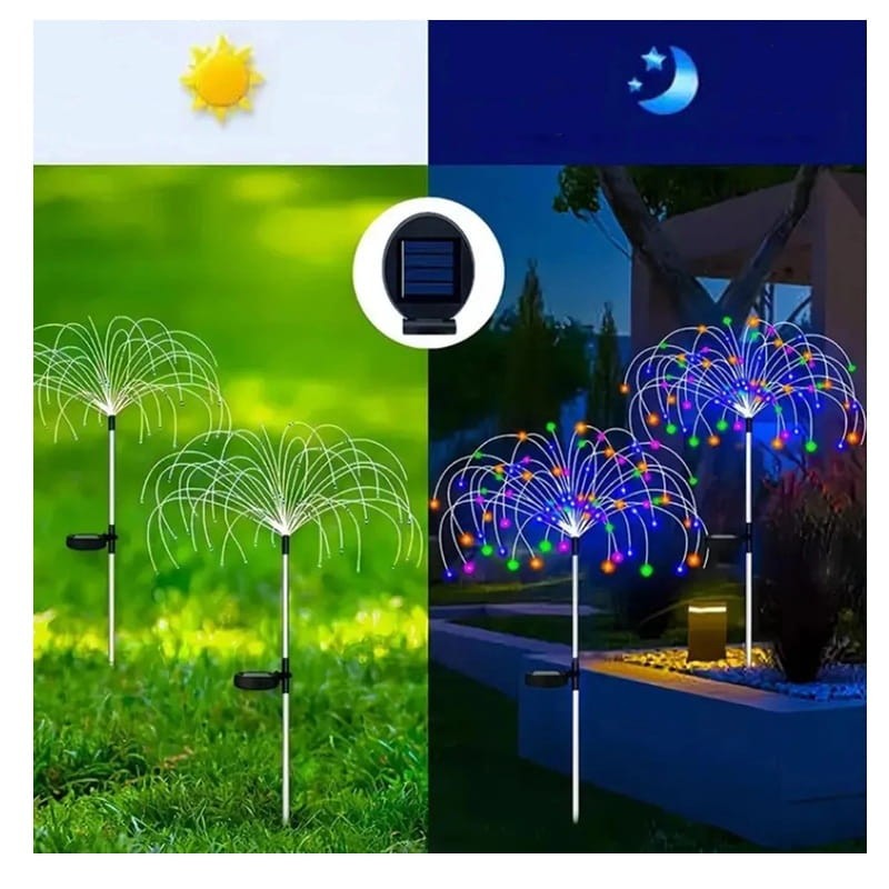 Lampa ogrodowa solarna LED RGB 90cm wbijana dmuchawiec fajerwerki