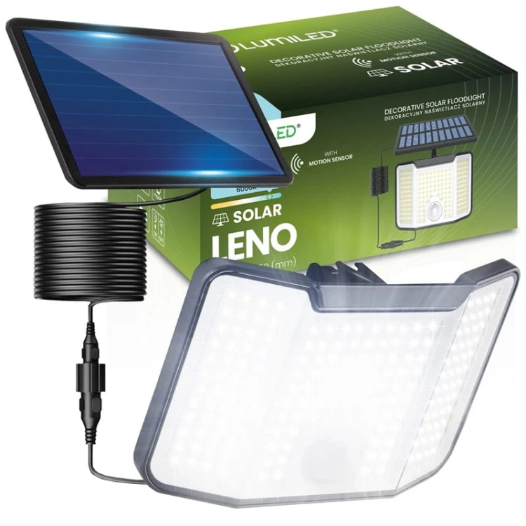 Naświetlacz LED solarny LENO 6000K z czujnikiem ruchu i zmierzchu