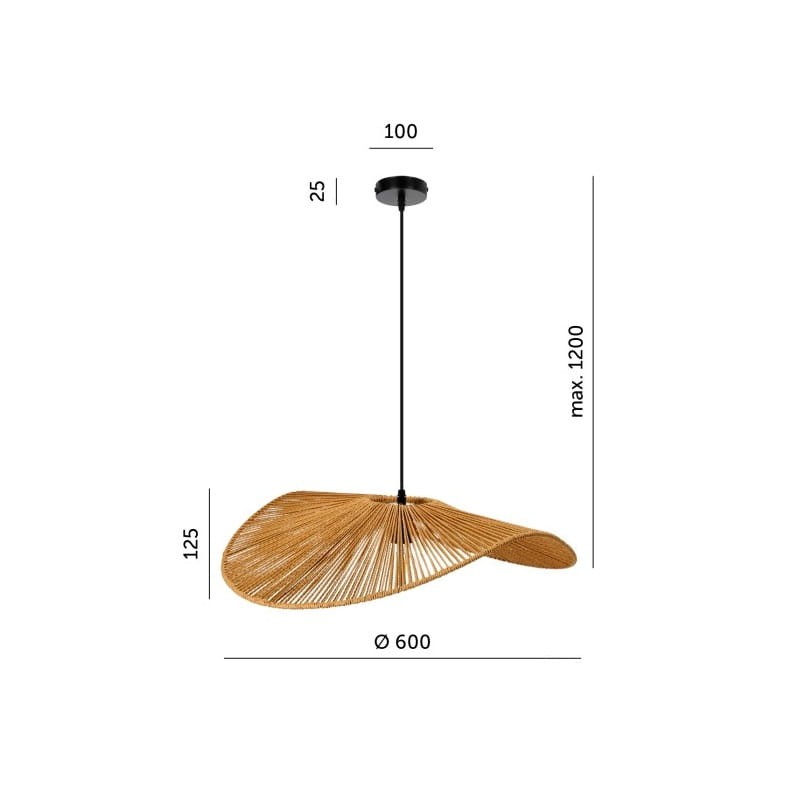 wymiary lampy wiszącej boho
