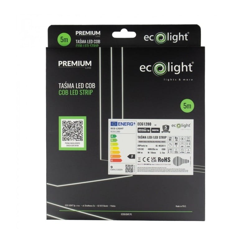 Taśma LED COB 480 9W/m 12V IP20 4000K