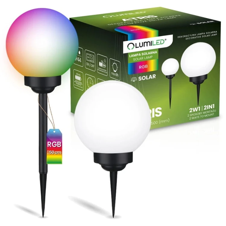 Lampa ogrodowa solarna wbijana 20cm RGB ARTIS