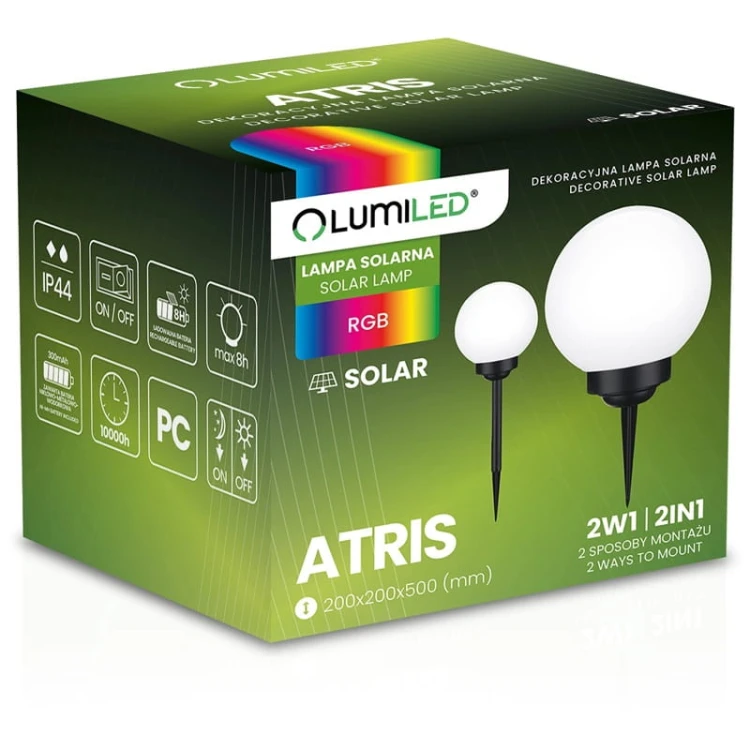 opakowanie lampy wbijanej solarnej rgb artis