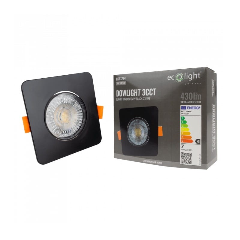 panel led czarny cct kwadrat