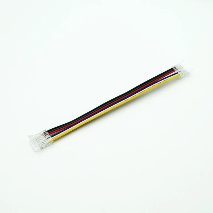 Złączka podwójna 12 mm 6 pin RGBW+CCT COB click z przewodem 150 mm