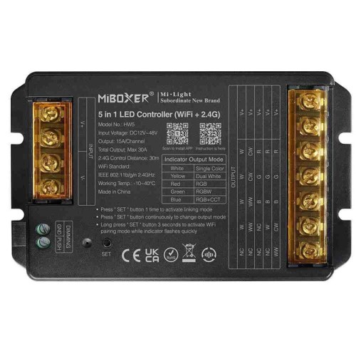 Sterownik LED WiFi 5in1 MONO/CCT/RGB/RGBW/RGB+CCT uniwersalny 30A - HW5