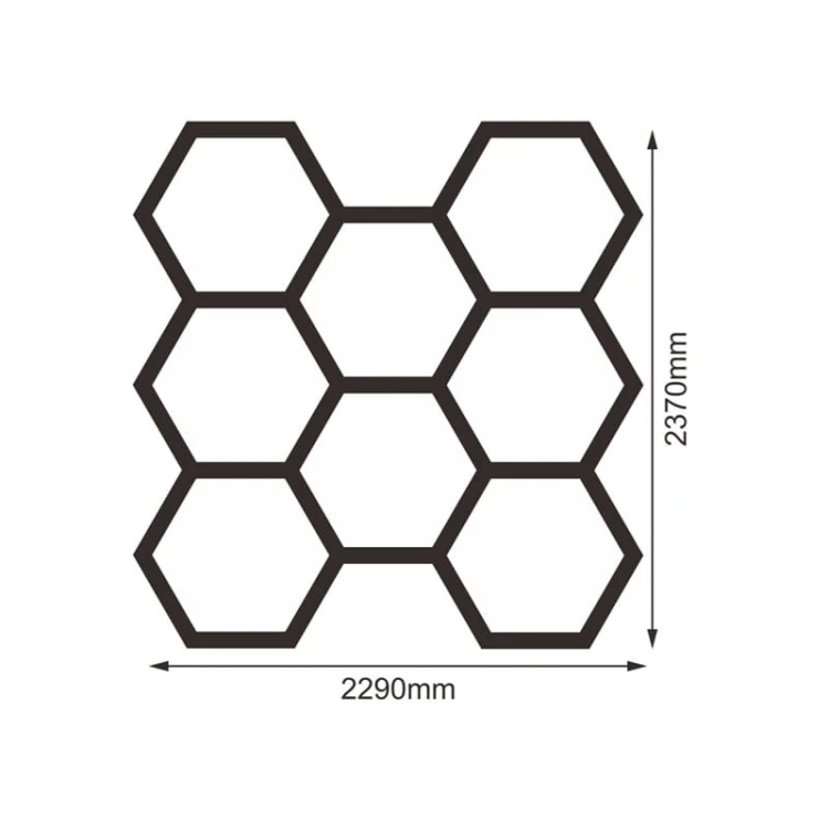 Zestaw 8 lamp LED HEXAGON 280W 4000K 230V AC wymiary