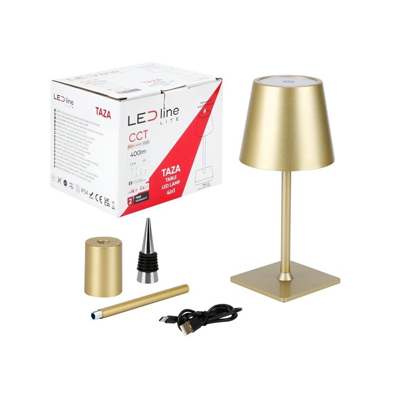lampa taza złota zestaw opakowanie
