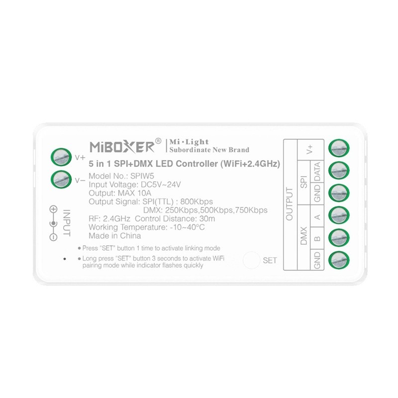Sterownik kontroler LED do taśm cyfrowych Digital SPI 5w1 Milight SPIW5 WiFi + DMX