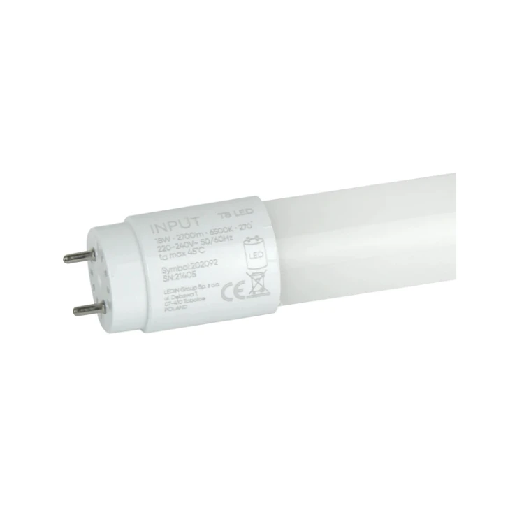 Świetlówka tuba LED T8 18W 120cm 2700lm biała zimna - 1-stronne zasilanie szkło PRIME