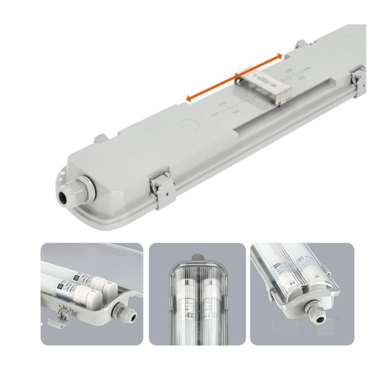 Zestaw oprawa hermetyczna 2x120 G2 + 2xLED T8 18W
