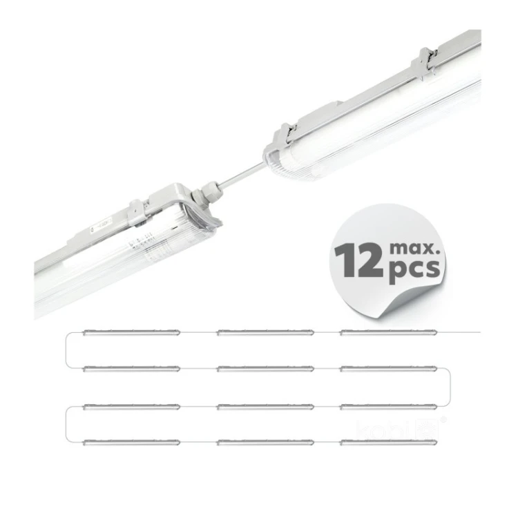 Zestaw oprawa hermetyczna 2x120 G2 + 2xLED T8 18W zimna