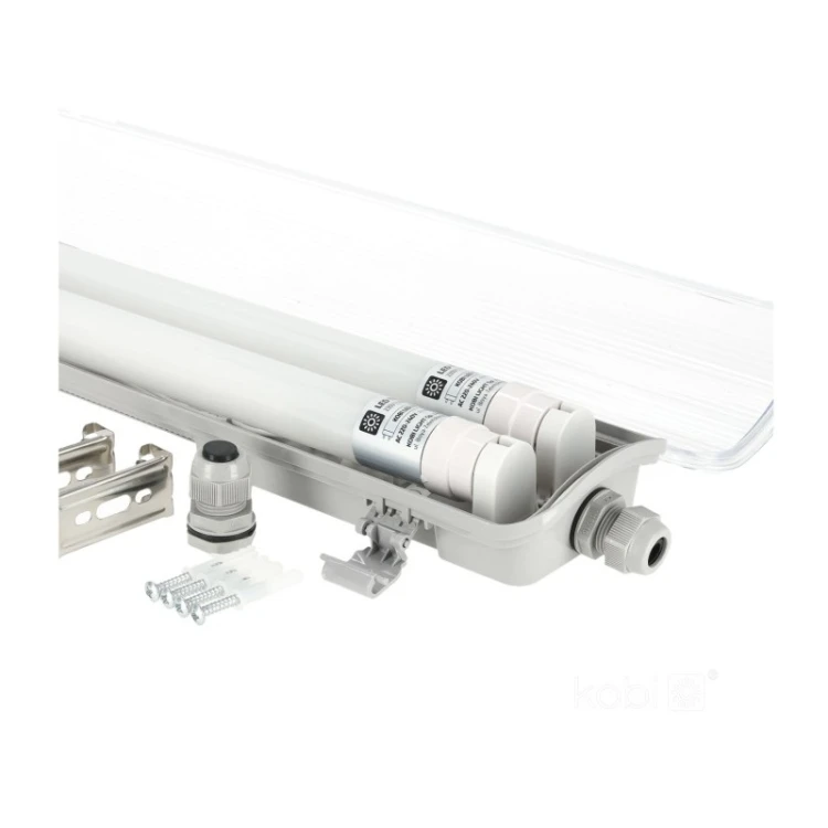 Zestaw oprawa hermetyczna 2x120 G2 + 2xLED T8 18W 6500K - w zestawie