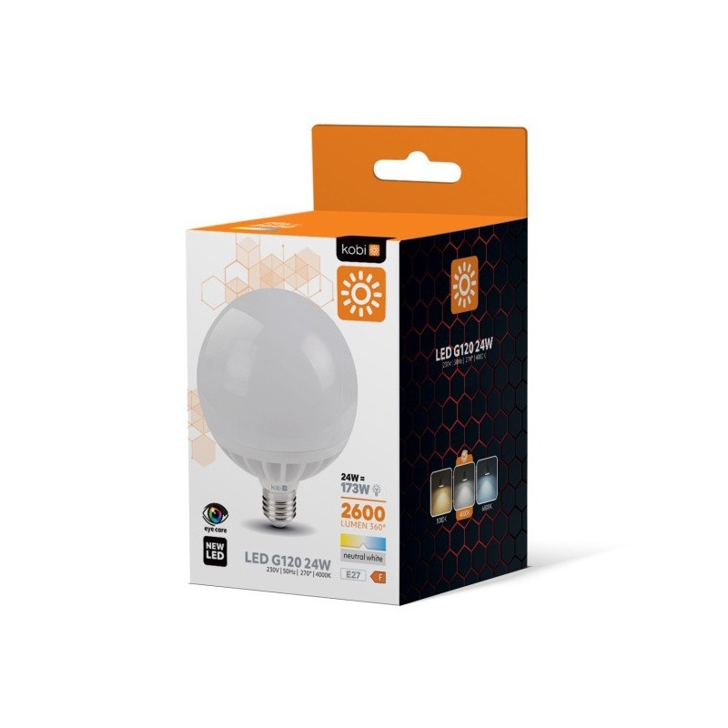 Żarówka LED E27 24W G120 biała neutralna