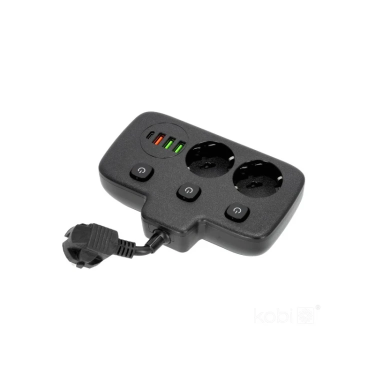 Przedłużacz rozgałęźnik Linea 2 gniazda 230V kabel 0,2m + 4xUSB