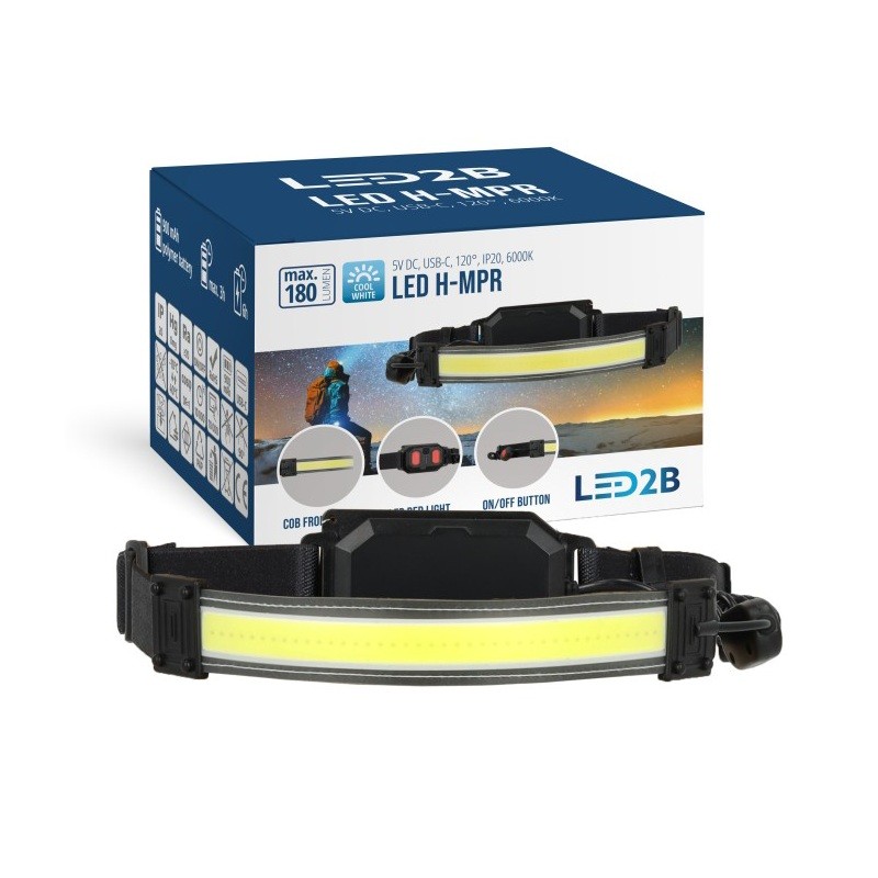 Latarka czołowa LED H-MPR 6000K LED2B z podwójnym źródłem światła