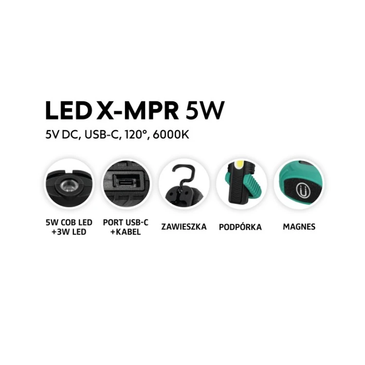Latarka LED X-MPR 5W 6000K IP54 LED2B z magnesem