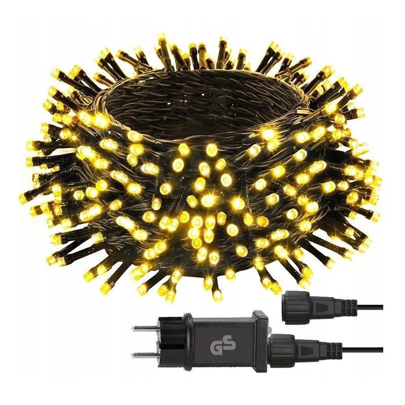 Lampki choinkowe 300 LED 22m IP44 8 trybów białe ciepłe