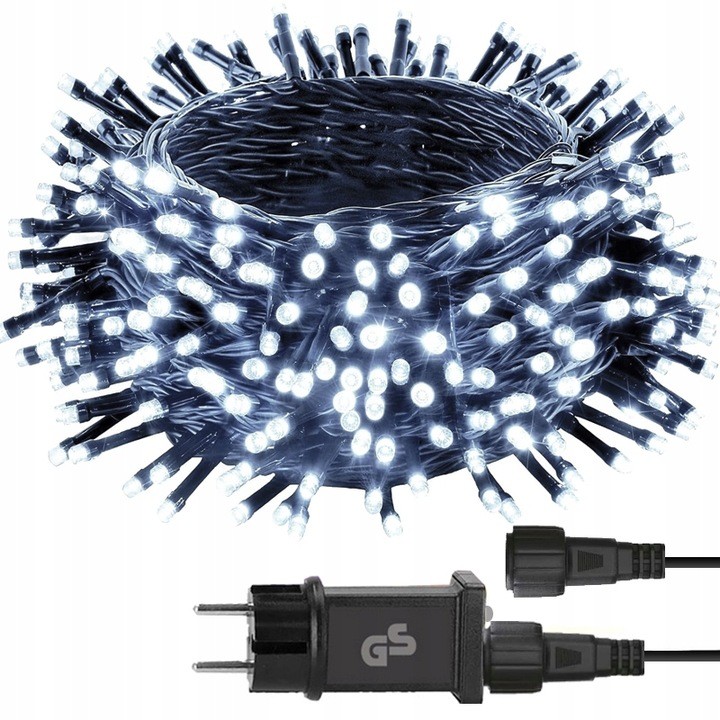 Lampki choinkowe 300 LED 22m IP44 8 trybów białe zimne