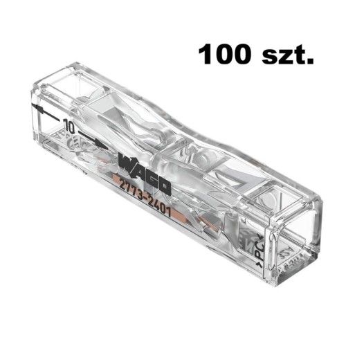 Szybkozłączka WAGO przelotowa 2x0,75 - 4mm2 transparentna 2773-2401-100x