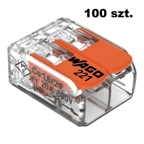 Opakowanie szybkozłączek WAGO uniwersalnych 2 x 0,2-4 mm2 z dźwigniami zwalniającymi 221-412-100x