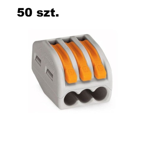 Opakowanie szybkozłączek WAGO uniwersalna 3 x 0,08-4 mm2 z dźwigniami zwalniającymi 222-413-50X - 50 szt.