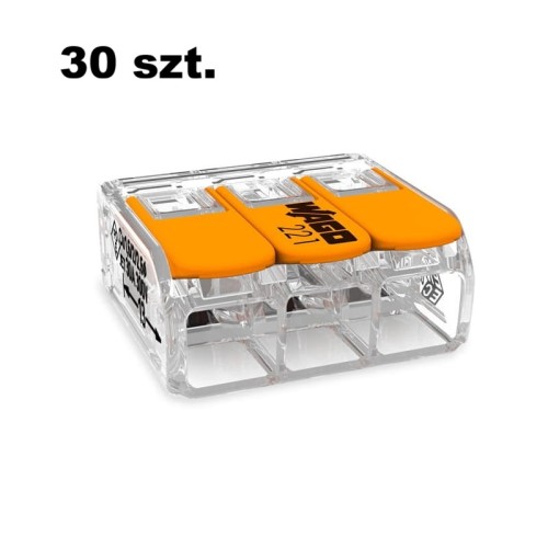 Opakowanie szybkozłączek WAGO uniwersalna 3 x 0,5-6 mm2 z dźwigniami zwalniającymi 221-613 -30x - 30 szt.