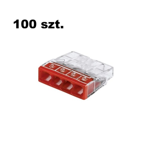 Opakowanie szybkozłączek WAGO Compact 4 x 0,5-2,5 mm2 transparentna 2273-204-100x - 100 szt.