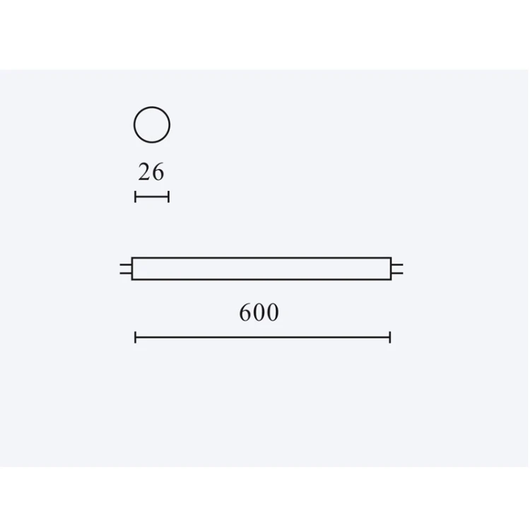 wymiary świetlówki 60cm zimna 9W jednostronne zasilanie
