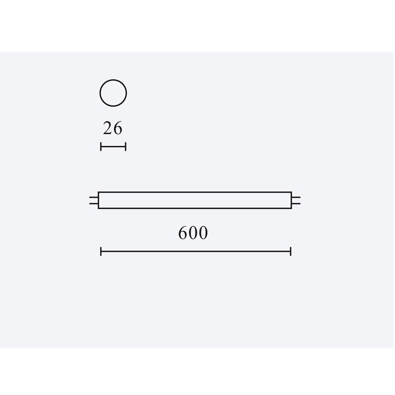 wymiary świetlówki 60cm zimna 9W jednostronne zasilanie