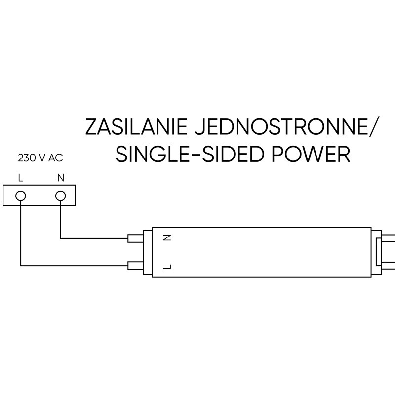świetlówka 60cm neutralna 9W jednostronne zasilanie